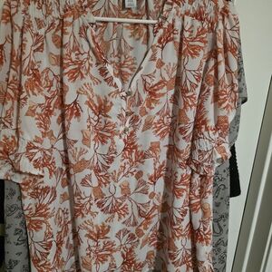Liz Claiborne White Top with Orange Floral Print